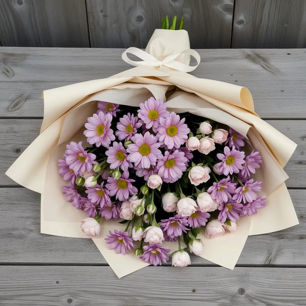 Букет цветов из: Розы и Хризантемы в Камбулате