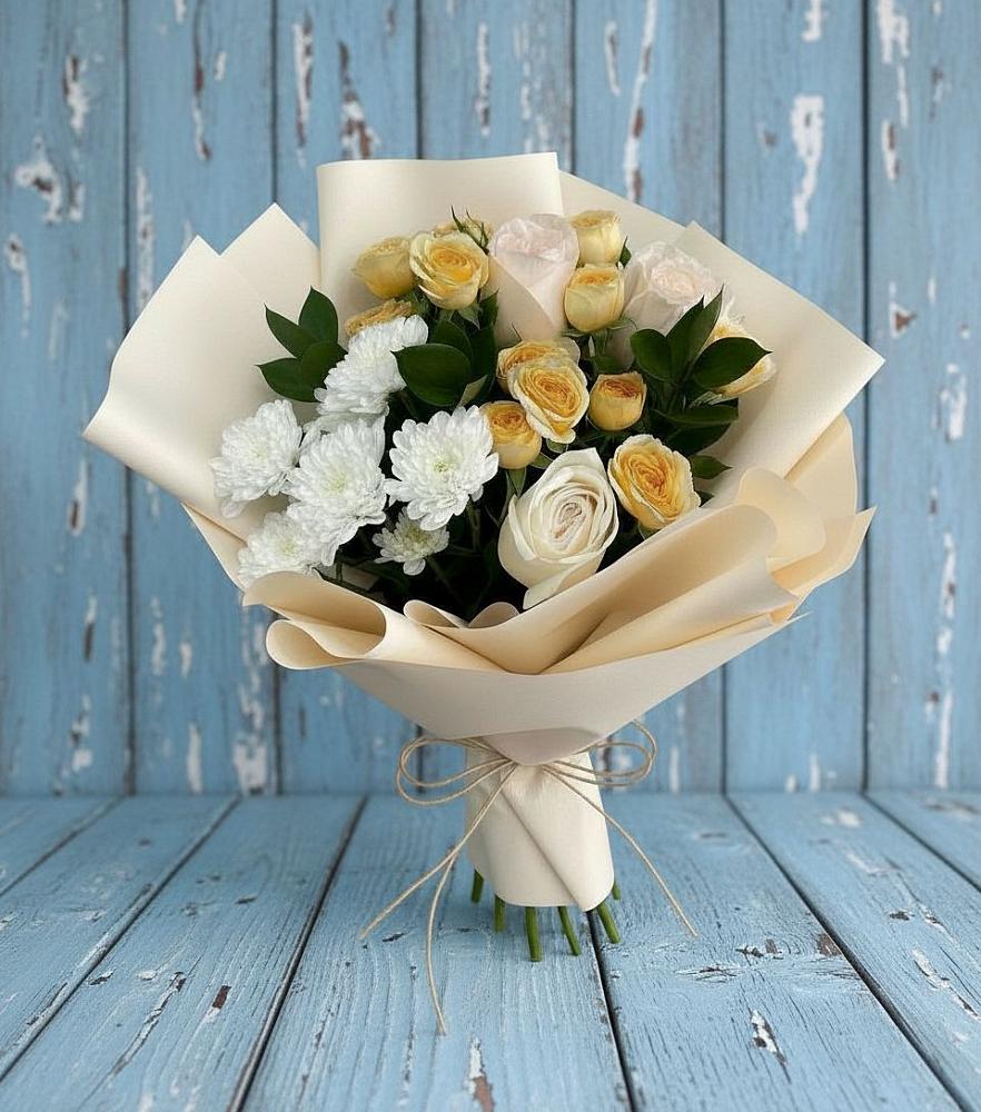 Букет цветов из: Розы и Хризантемы в Камбулате