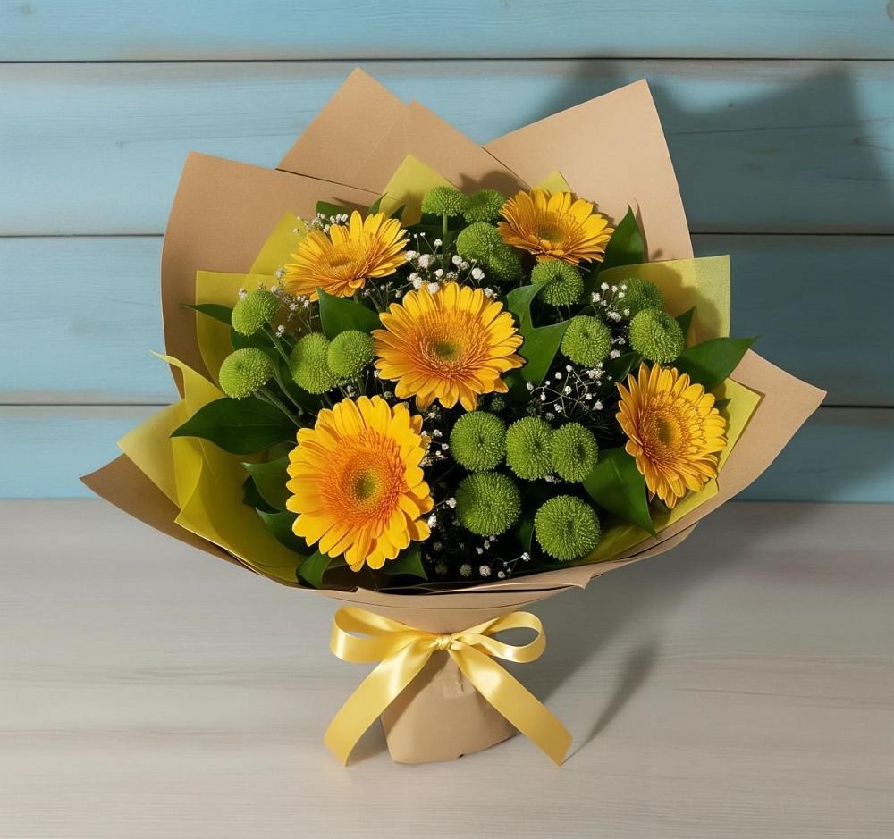 Букет цветов из: Герберы и Хризантемы в Камбулате