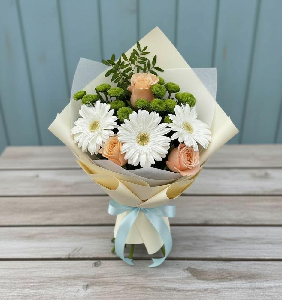 Букет цветов из: Герберы, Розы и Хризантемы в Камбулате