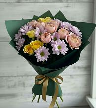 Букет цветов из:  Хризантемы и Розы в Камбулате