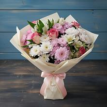 Букет цветов из:  Хризантемы, Альстромерии и Розы в Камбулате