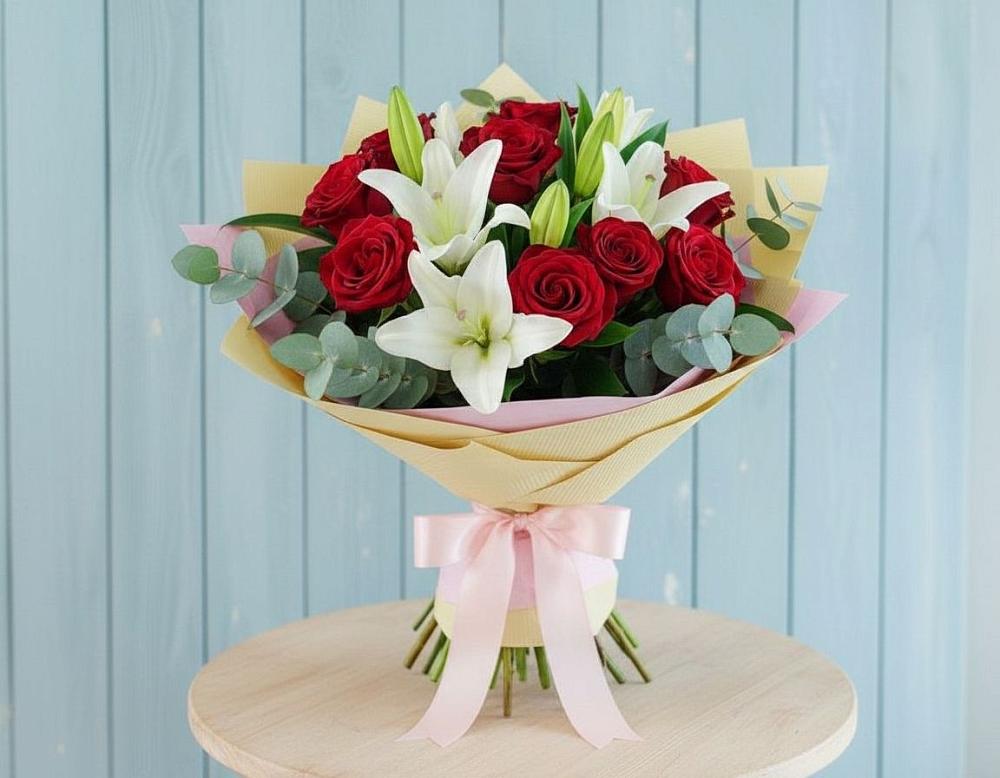 Букет цветов из: Лилии и Розы в Камбулате